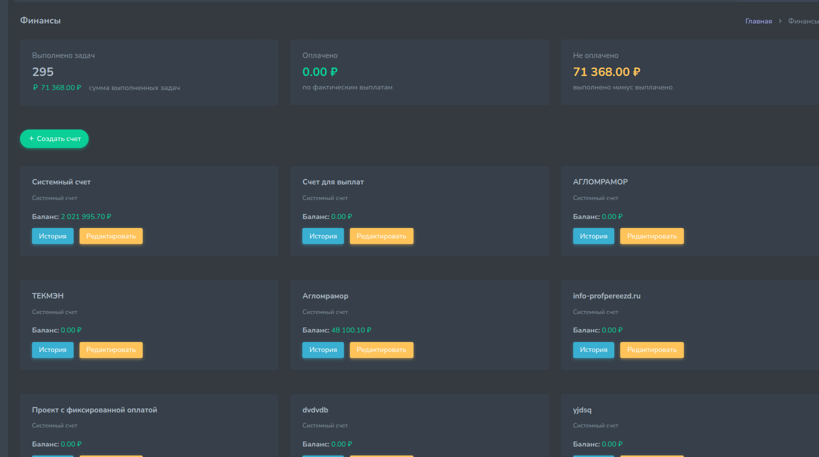 CRM.PTeam — главный экран